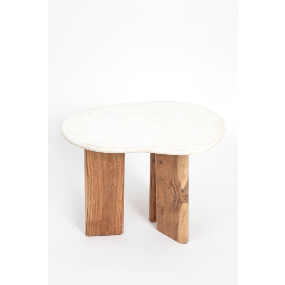 Houten koffietafel met marmer blad klein Houten koffietafel met marmer blad klein afbeelding 1