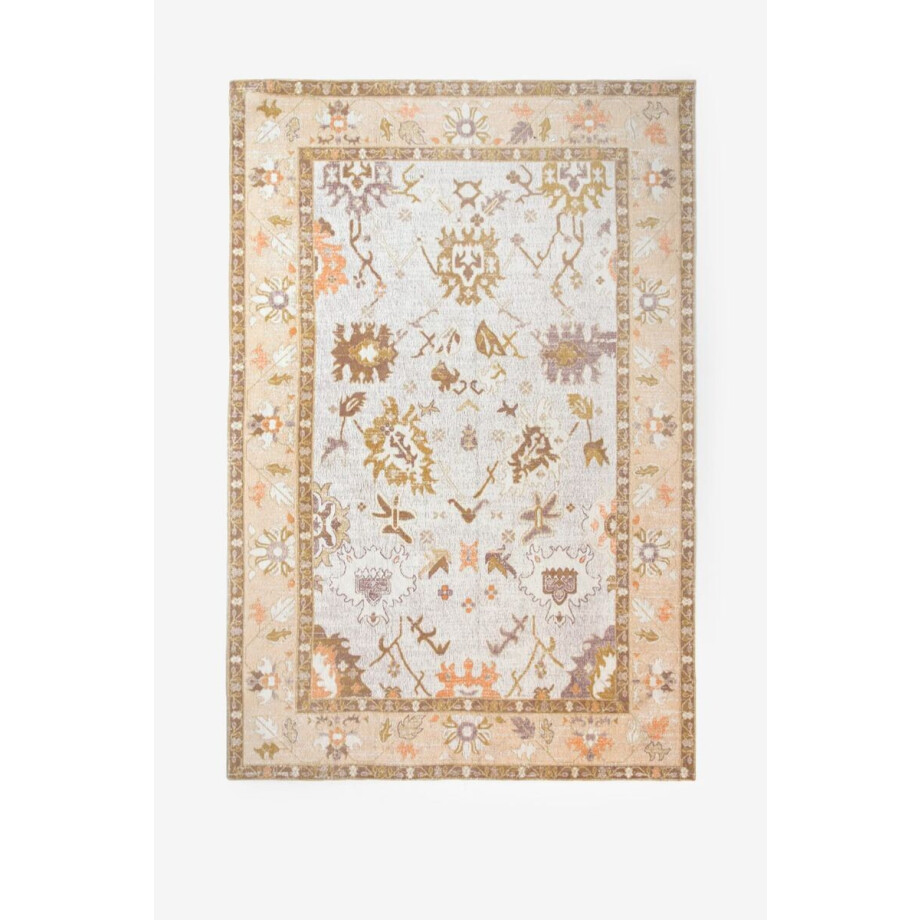 Lichtgeel vloerkleed met print afbeelding 1