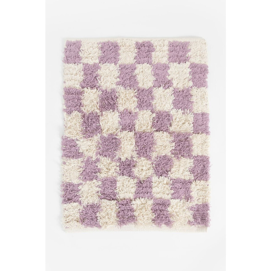Lila geblokte badmat afbeelding 1