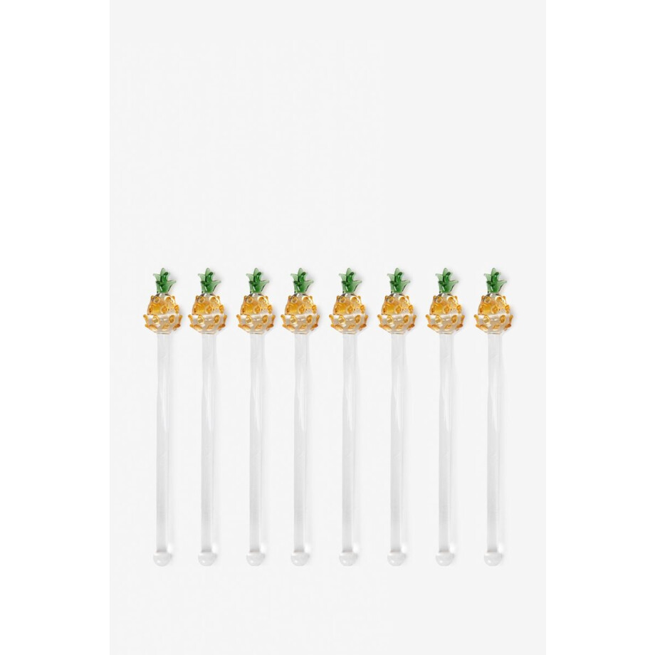 Glazen cocktail roerstaafje met ananas afbeelding 1