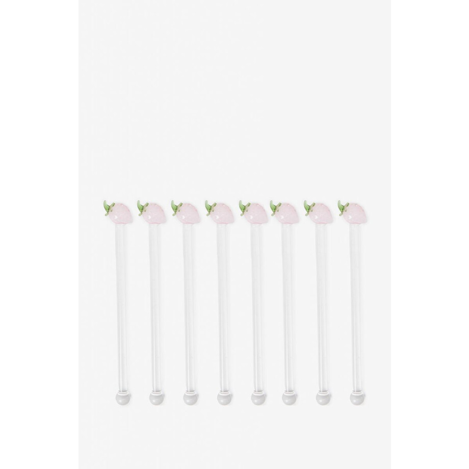 Glazen cocktail roerstaafje met aardbei afbeelding 1