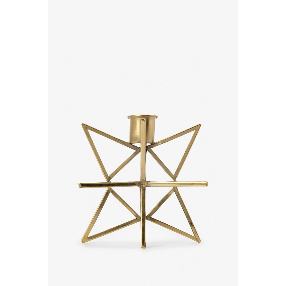 Goudkleurige kandelaar in ster vorm van glas en metaal afbeelding 1