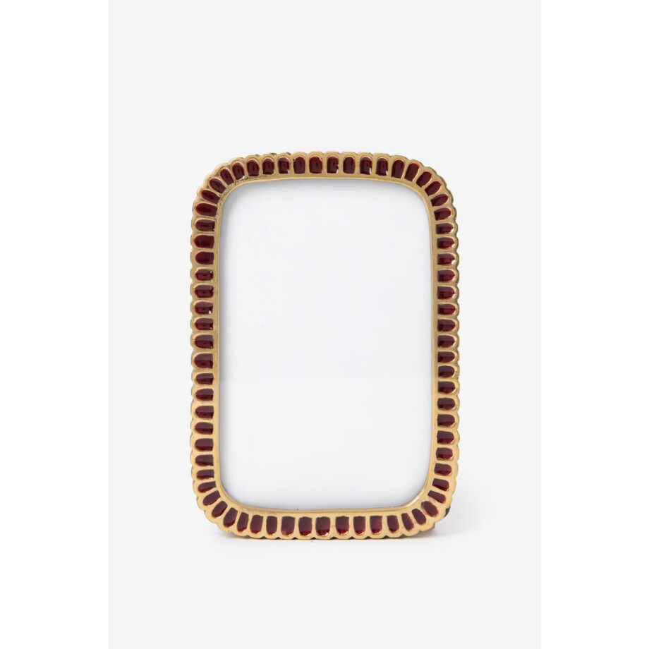Bordeauxrode scalloped enamel fotolijst Bordeauxrode scalloped enamel fotolijst afbeelding 1
