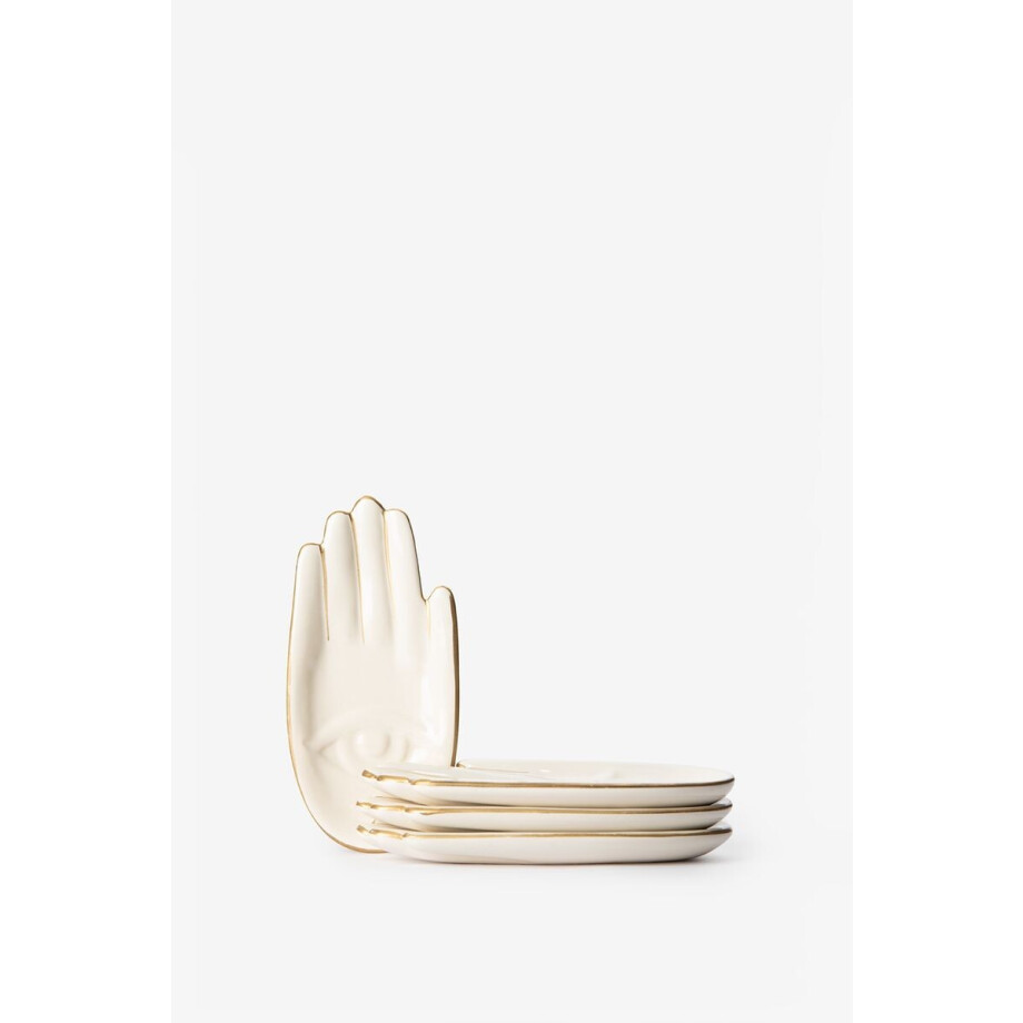 Beige gebaksbordjes hand afbeelding 1