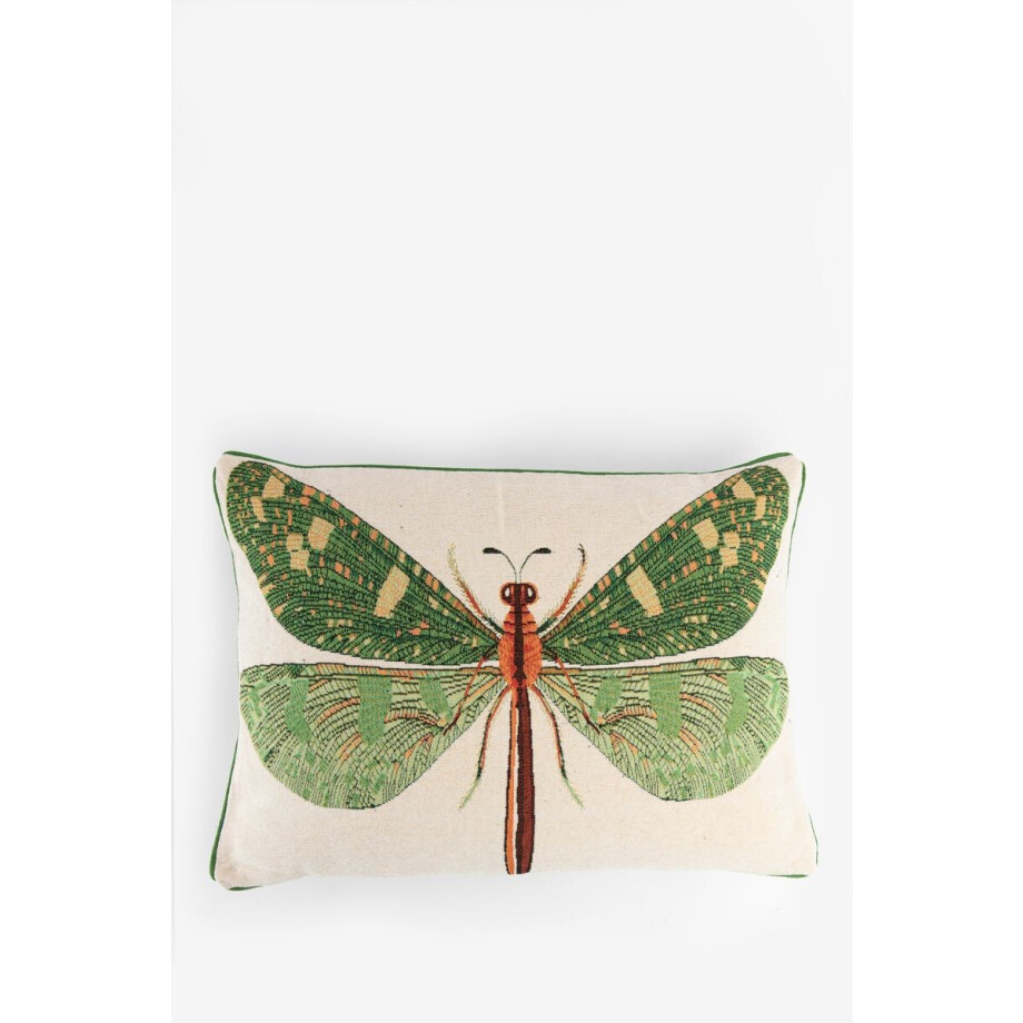 PRE-ORDER: Groen jacquard kussen dragonfly afbeelding 1