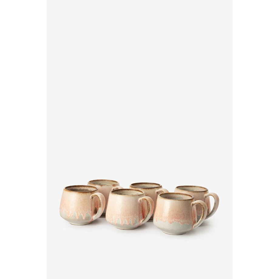 Lichtroze met groene keramieken mok met oor Lichtroze met groene keramieken mok met oor afbeelding 1