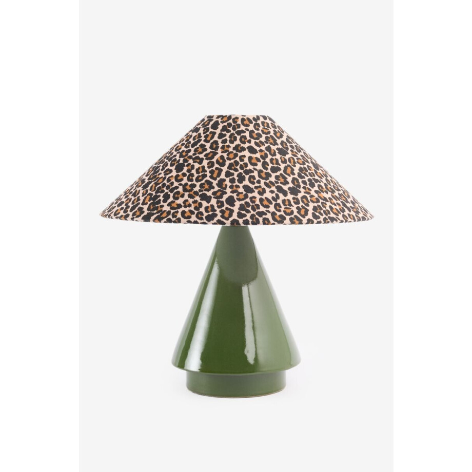 Groene tafellamp met leopard print Groene tafellamp met leopard print afbeelding 1