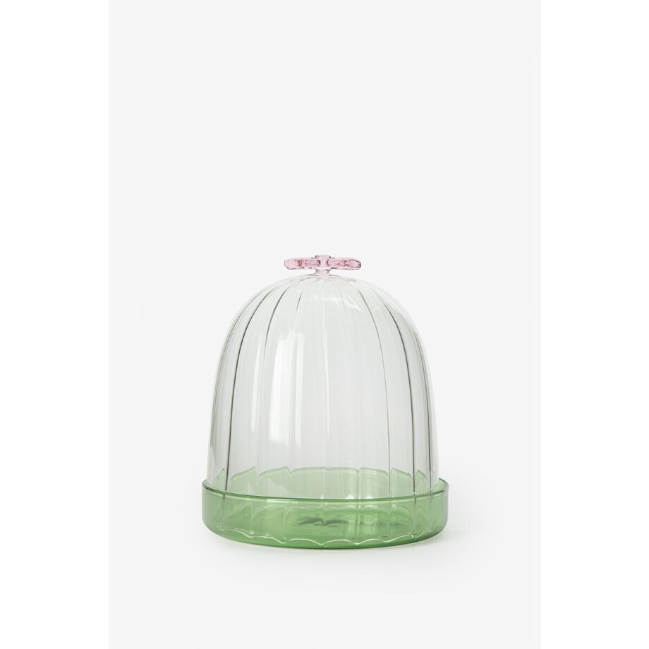 Glazen stolp met roze strikje Glazen stolp met roze strikje afbeelding 1