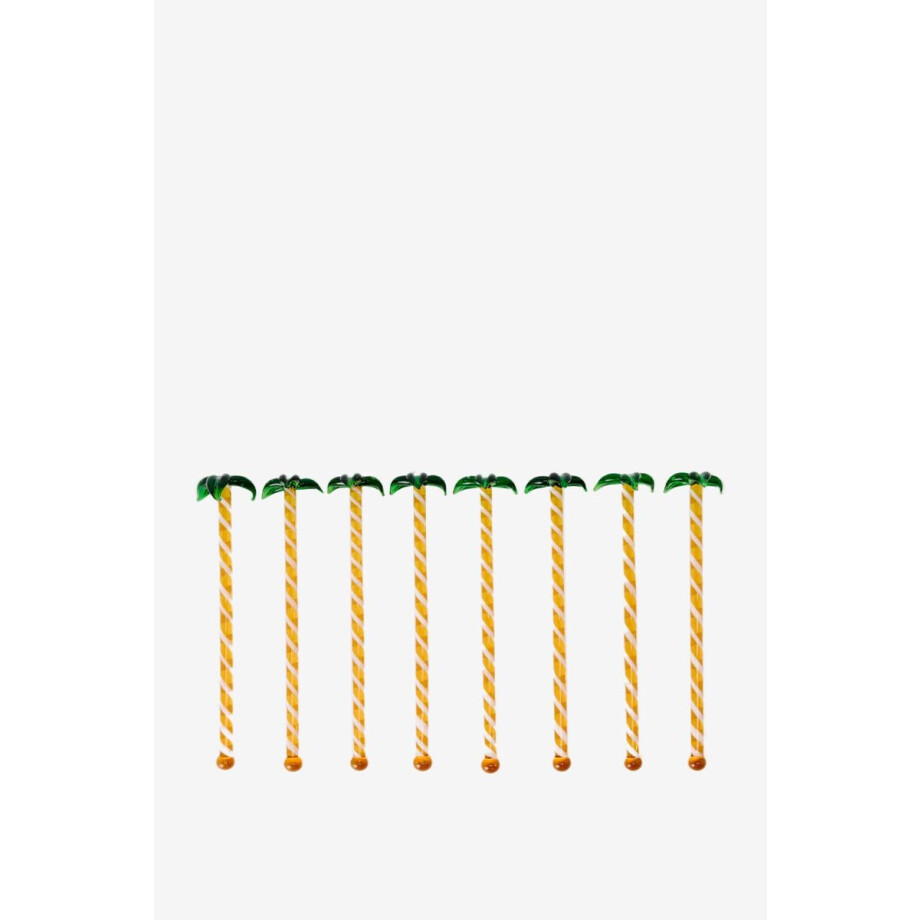 Glazen cocktail roerstaafje met palmboom afbeelding 1