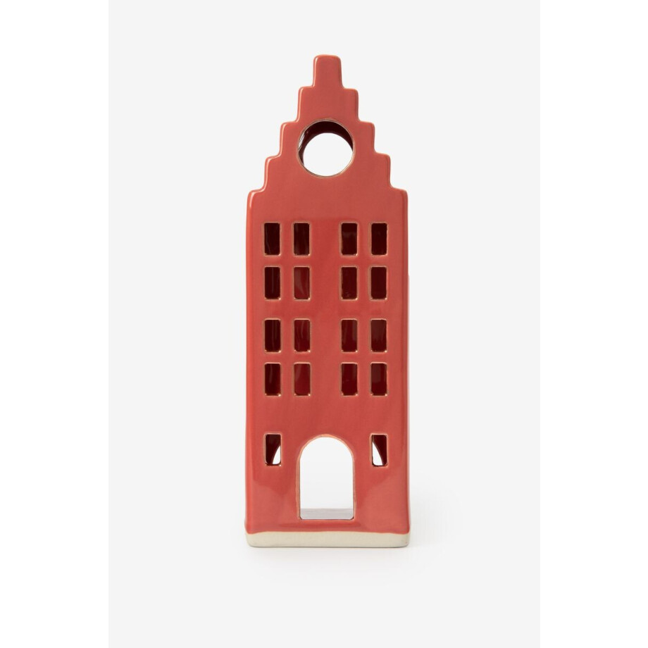 Rood waxinelichthouder huisje met trapgevel afbeelding 1