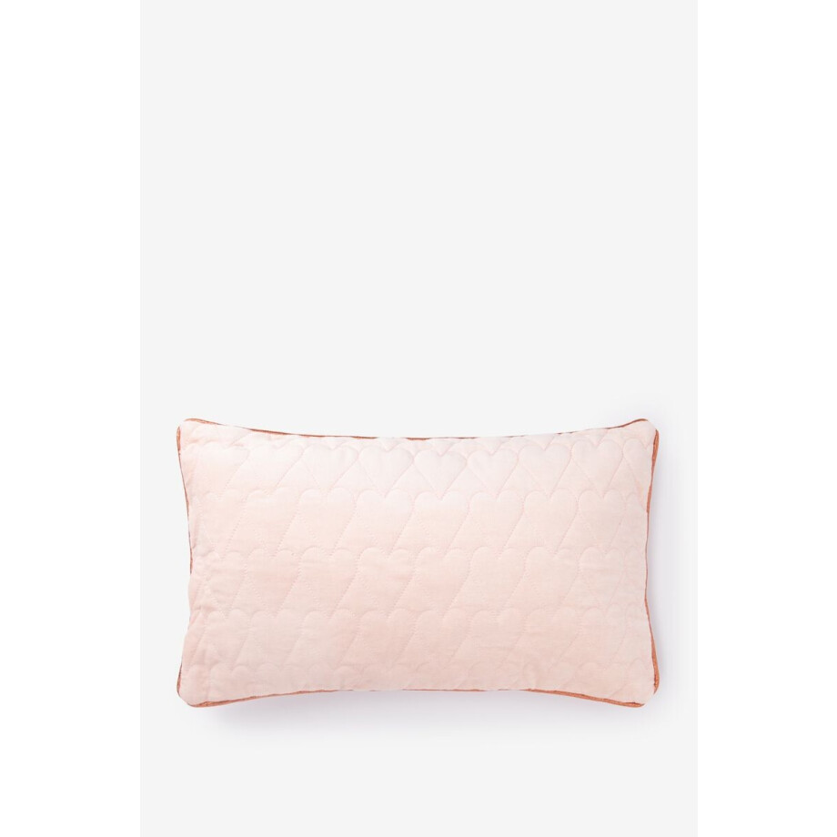 Lichtroze quilted kussen met hartjes afbeelding 1