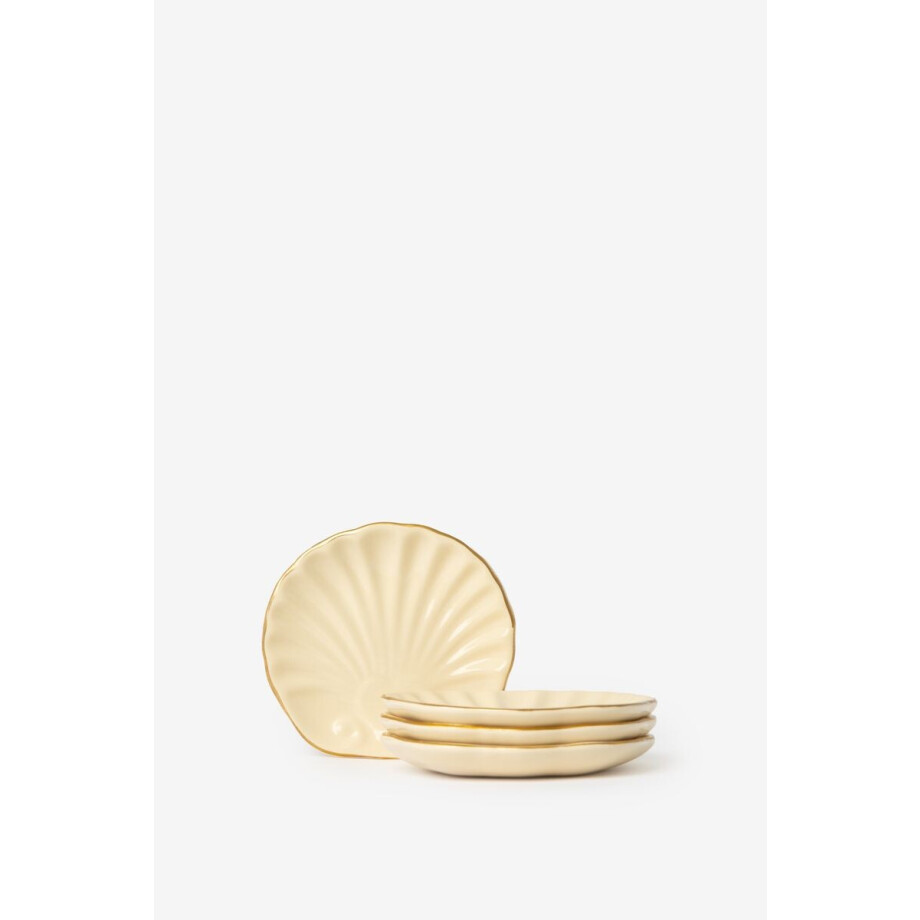 Lichtgeel schelpen dessertbordje Lichtgeel schelpen dessertbordje afbeelding 1