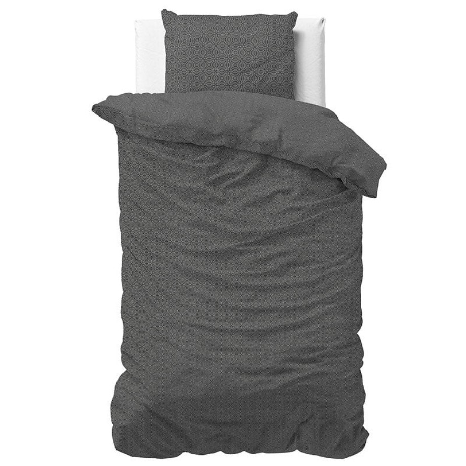 Dekbedovertrek Wicket - Eenpersoons (140x220 cm) - Antraciet Polyester-katoen - Dessin: Patroon - Sleeptime Elegance - Dekbed-Discounter.nl afbeelding 1