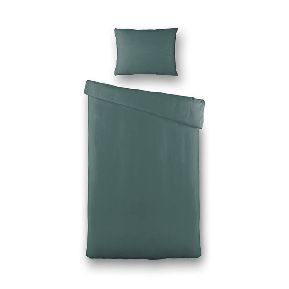 Dekbedovertrek Luna Uni - Eenpersoons (140x220 cm) - Groen Microvezel - Dessin: Effen - Luna Bedding - Dekbed-Discounter.nl afbeelding 1