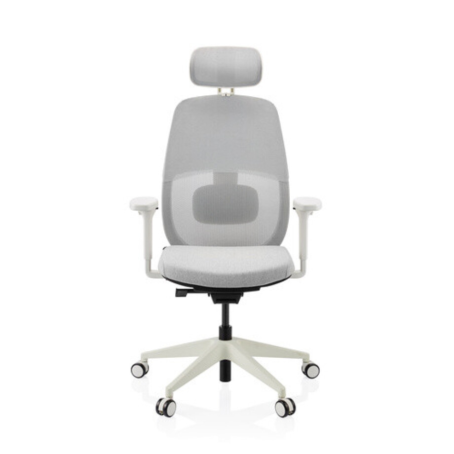 Skandis Pro | met hoofdsteun - Professionele bureaustoel Grijs / Wit afbeelding 1