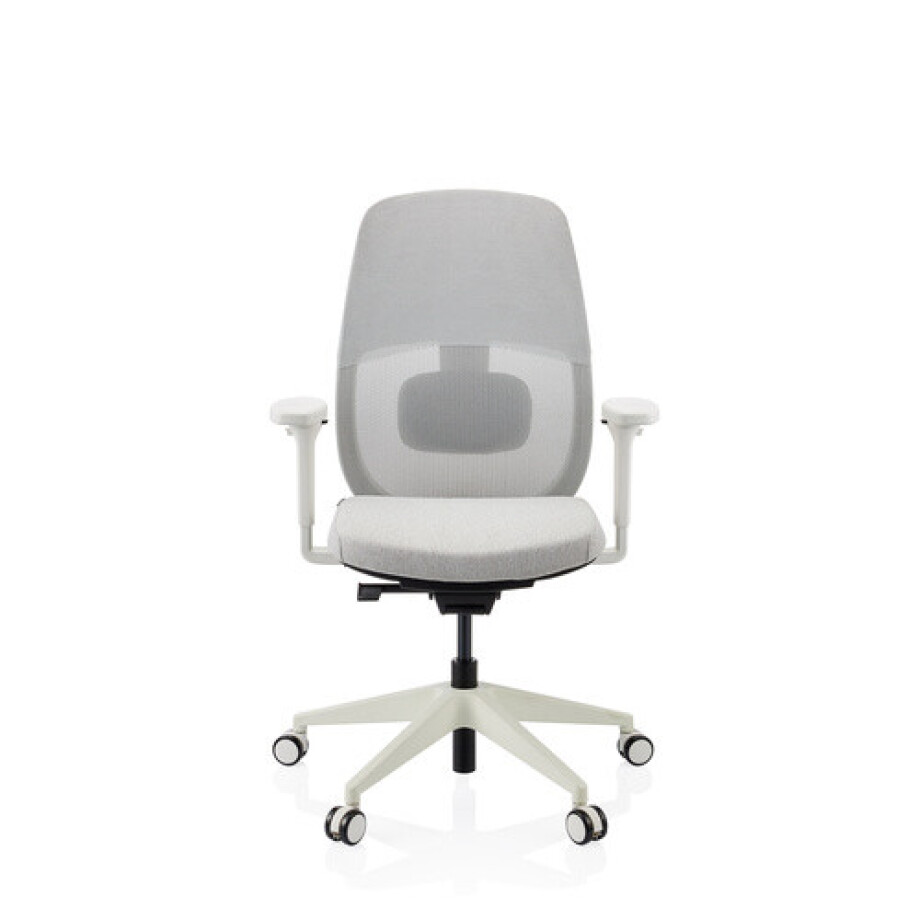 Skandis | met hoofdsteun - Professionele bureaustoel Grijs / Wit afbeelding 1