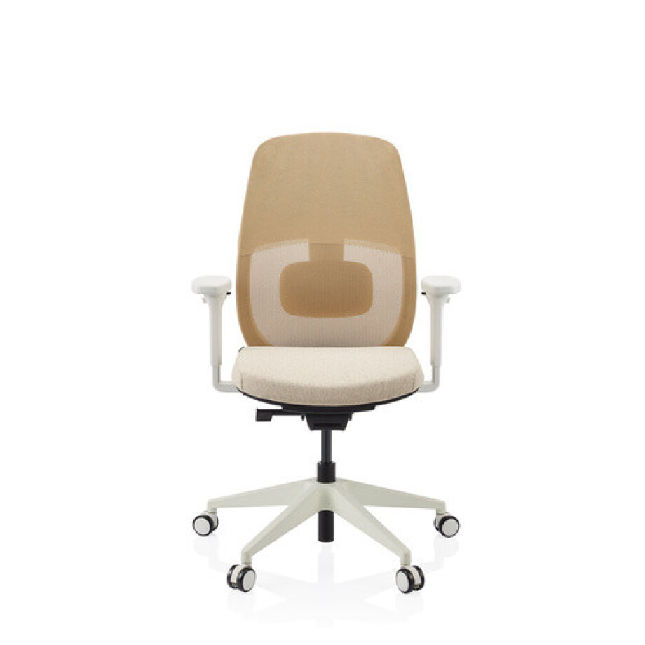 Skandis | met hoofdsteun - Professionele bureaustoel Beige / Wit Skandis | met hoofdsteun - Professionele bureaustoel Beige / Wit afbeelding 1