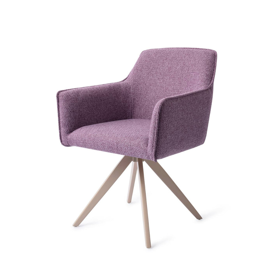 Jesper Home Draaibare Eetkamerstoel 'Hofu' Turn Beige, kleur Violet Daisy afbeelding 1