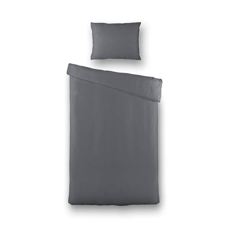 Dekbedovertrek Luna Uni - Eenpersoons (140x220 cm) - Antraciet Microvezel - Dessin: Effen - Luna Bedding - Dekbed-Discounter.nl afbeelding 1