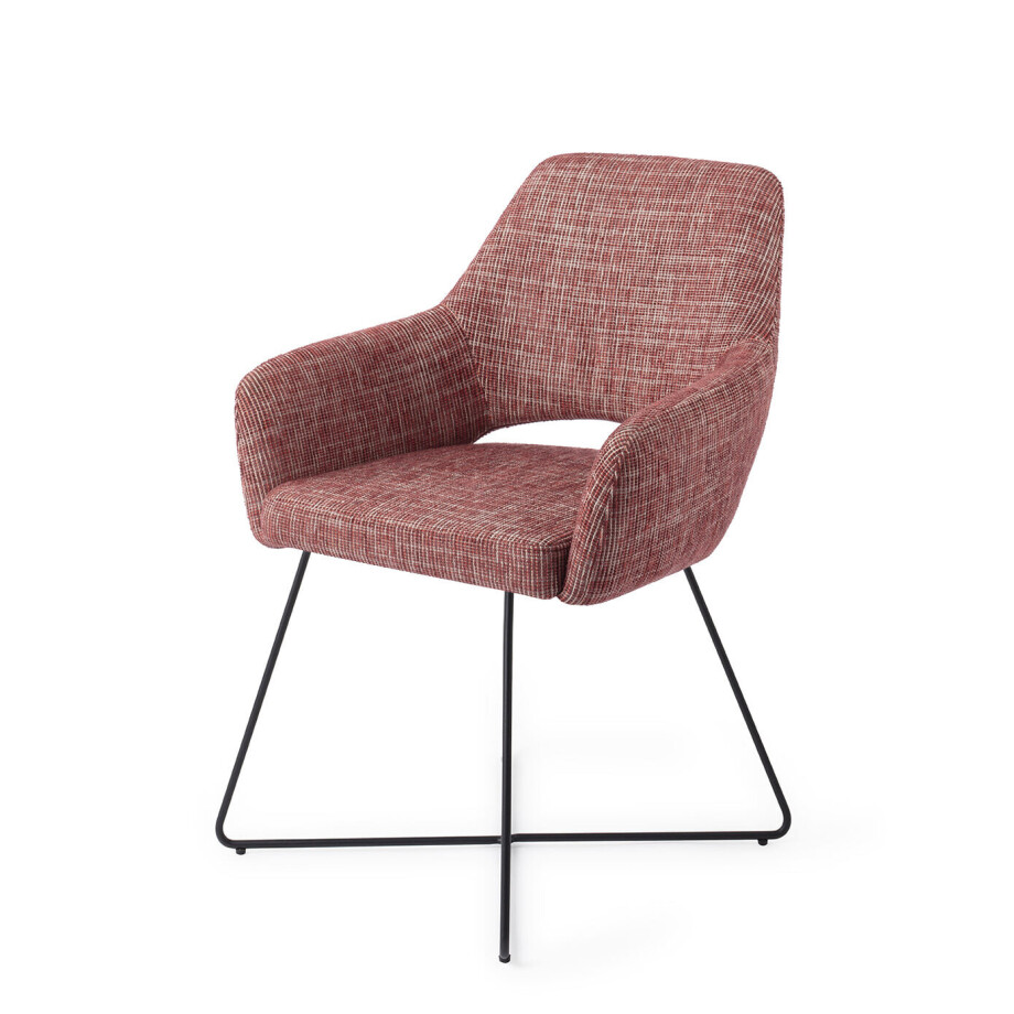 Jesper Home Eetkamerstoel 'Yanai' Cross Black, kleur Berry Bars afbeelding 1