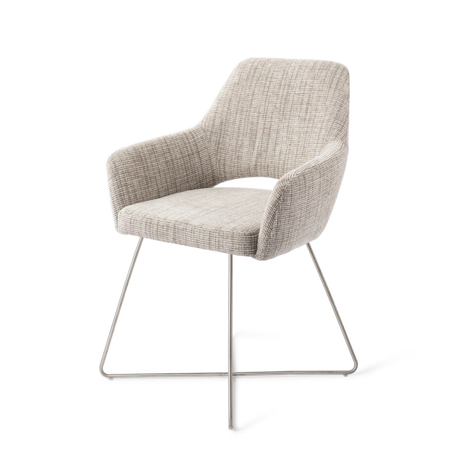 Jesper Home Eetkamerstoel 'Yanai' Cross Steel, kleur Caramel Grid Jesper Home Eetkamerstoel 'Yanai' Cross Steel, kleur Caramel Grid afbeelding 1