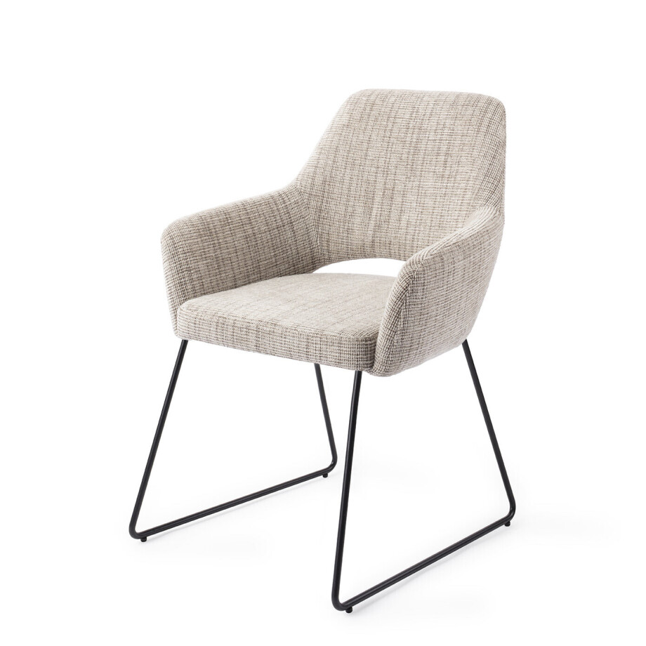 Jesper Home Eetkamerstoel 'Yanai' Slide Black, kleur Caramel Grid afbeelding 1