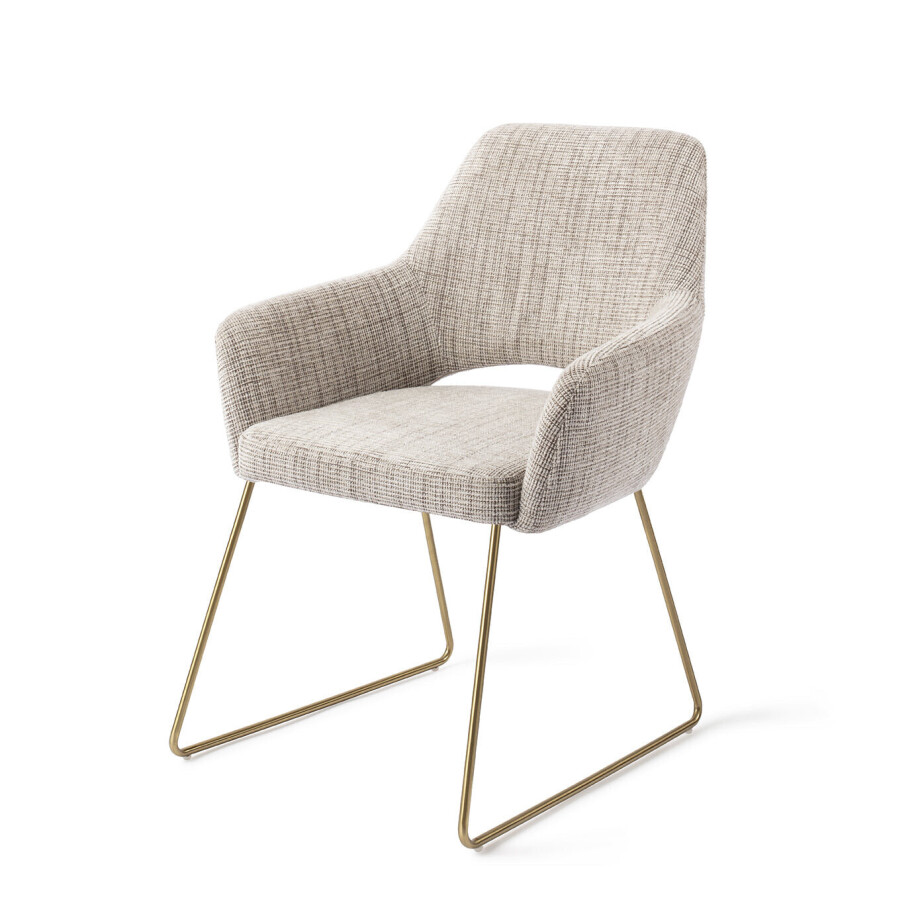 Jesper Home Eetkamerstoel 'Yanai' Slide Gold, kleur Caramel Grid Jesper Home Eetkamerstoel 'Yanai' Slide Gold, kleur Caramel Grid afbeelding 1