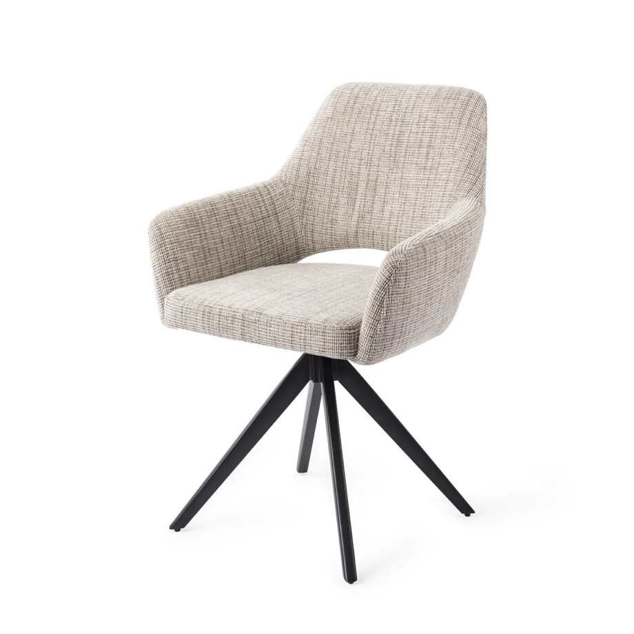 Jesper Home Draaibare Eetkamerstoel 'Yanai' Turn Black, kleur Caramel Grid afbeelding 1