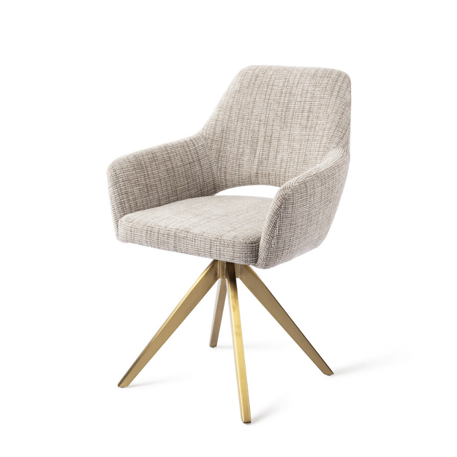 Jesper Home Draaibare Eetkamerstoel 'Yanai' Turn Gold, kleur Caramel Grid afbeelding 1