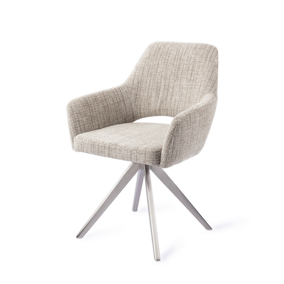 Jesper Home Draaibare Eetkamerstoel 'Yanai' Turn Steel, kleur Caramel Grid afbeelding 1