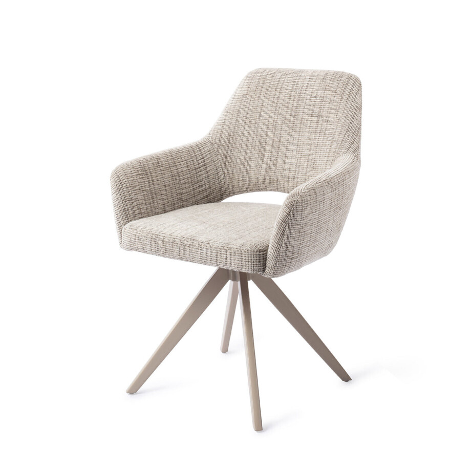 Jesper Home Draaibare Eetkamerstoel 'Yanai' Turn Beige, kleur Caramel Grid afbeelding 1