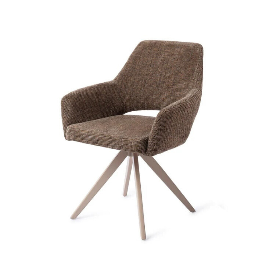 Jesper Home Eetkamerstoel 'Yanai' Turn Beige, kleur Checked Chestnut afbeelding 1