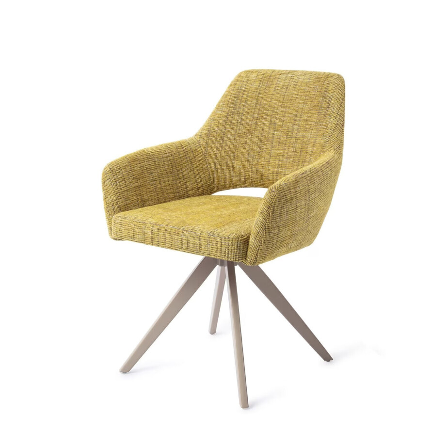 Jesper Home Eetkamerstoel 'Yanai' Turn Beige, kleur Lemon Lines afbeelding 1