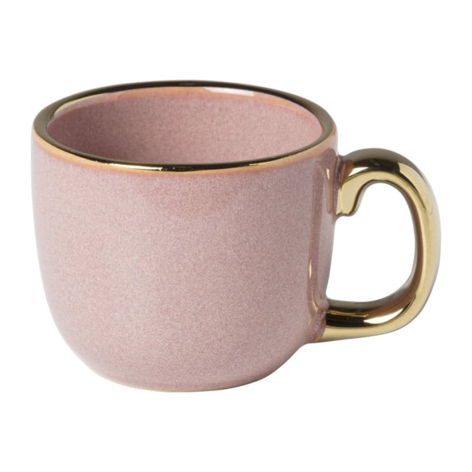 Espressomokje met gouden rand - roze - 80 ml afbeelding 