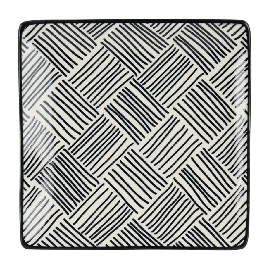 Tapas bord Sevilla - zwarte streepjes - 15x15 cm afbeelding 
