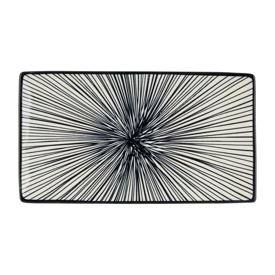 Tapas bord Sevilla - zwarte lijnen - 21.5x12 cm afbeelding 