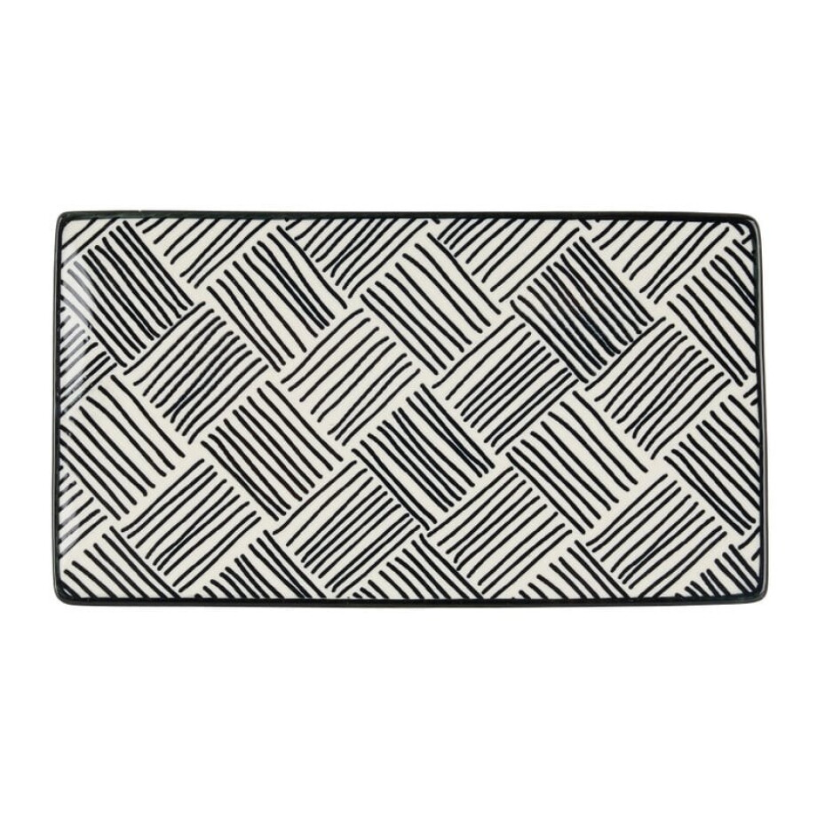 Tapas bord Sevilla - zwarte streepjes - 21.5x12 cm afbeelding 