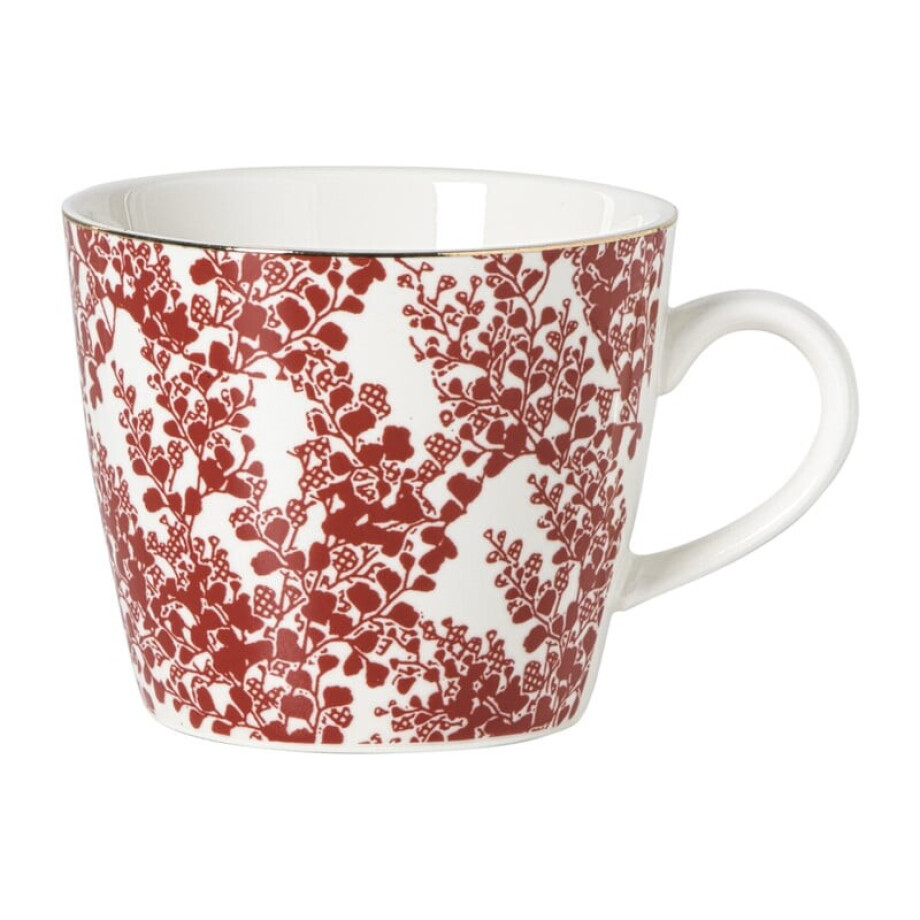 Mok Mirna blaadjes - rood/wit - 360 ml afbeelding 