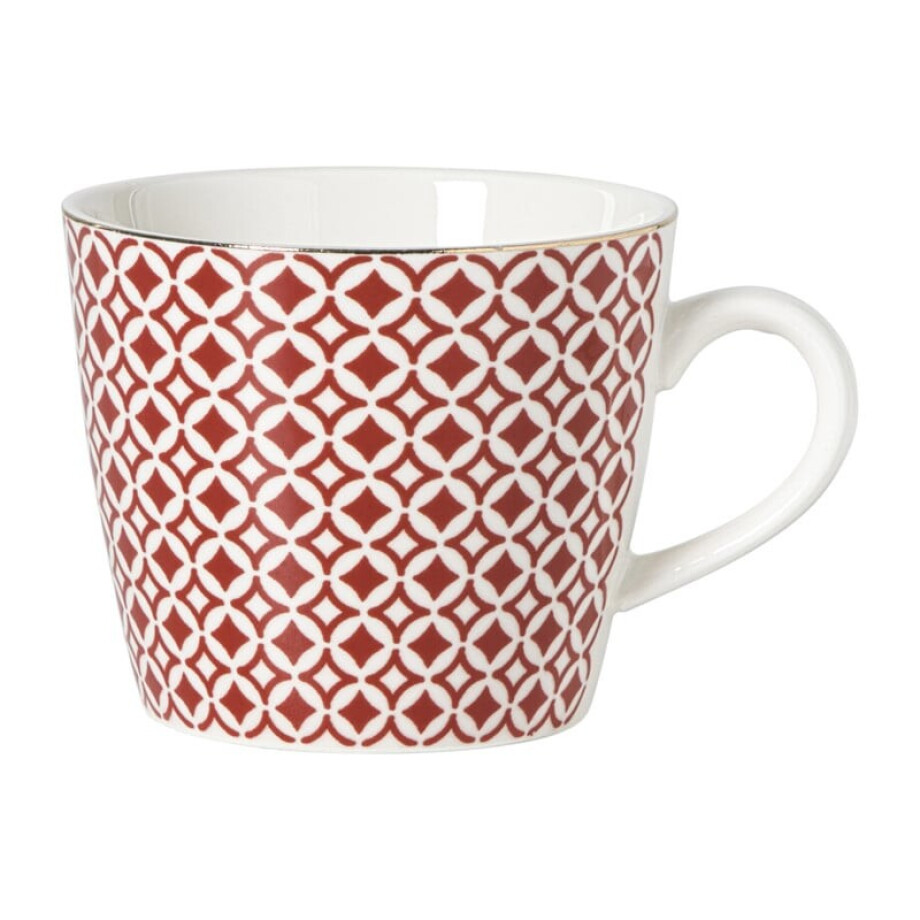 Mok Mirna ruit - rood/wit - 360 ml afbeelding 