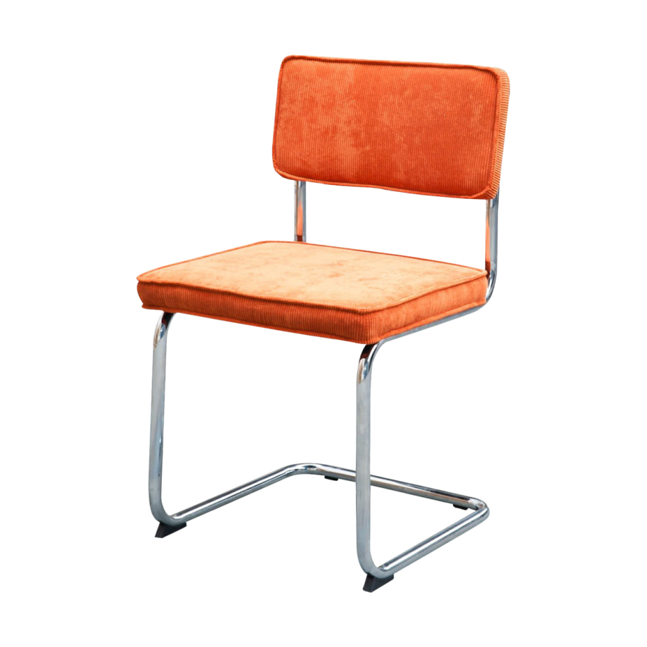 Anne ribstof eetkamerstoel oranje Anne ribstof eetkamerstoel oranje afbeelding 1