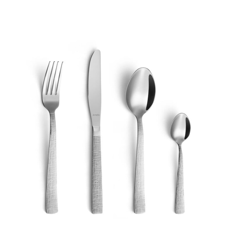 Bestekset Amefa Linen - zilverkleurig - 24-delig - 6 persoons afbeelding 