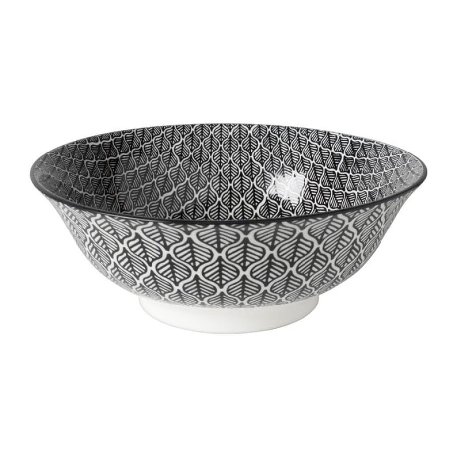 Schaaltje black print blaadjes - ø21x7 cm Schaaltje black print blaadjes - ø21x7 cm afbeelding