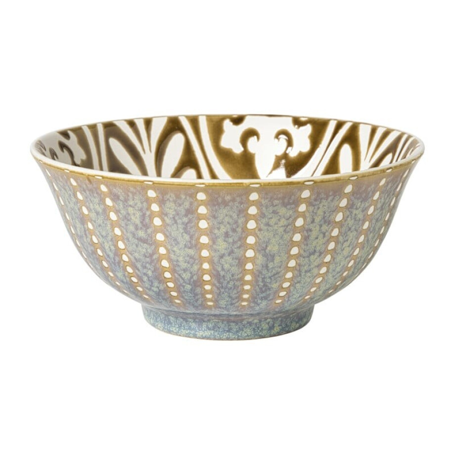 Schaaltje Aria groot - bruin/blauw - ø15.8x7.3 cm afbeelding 