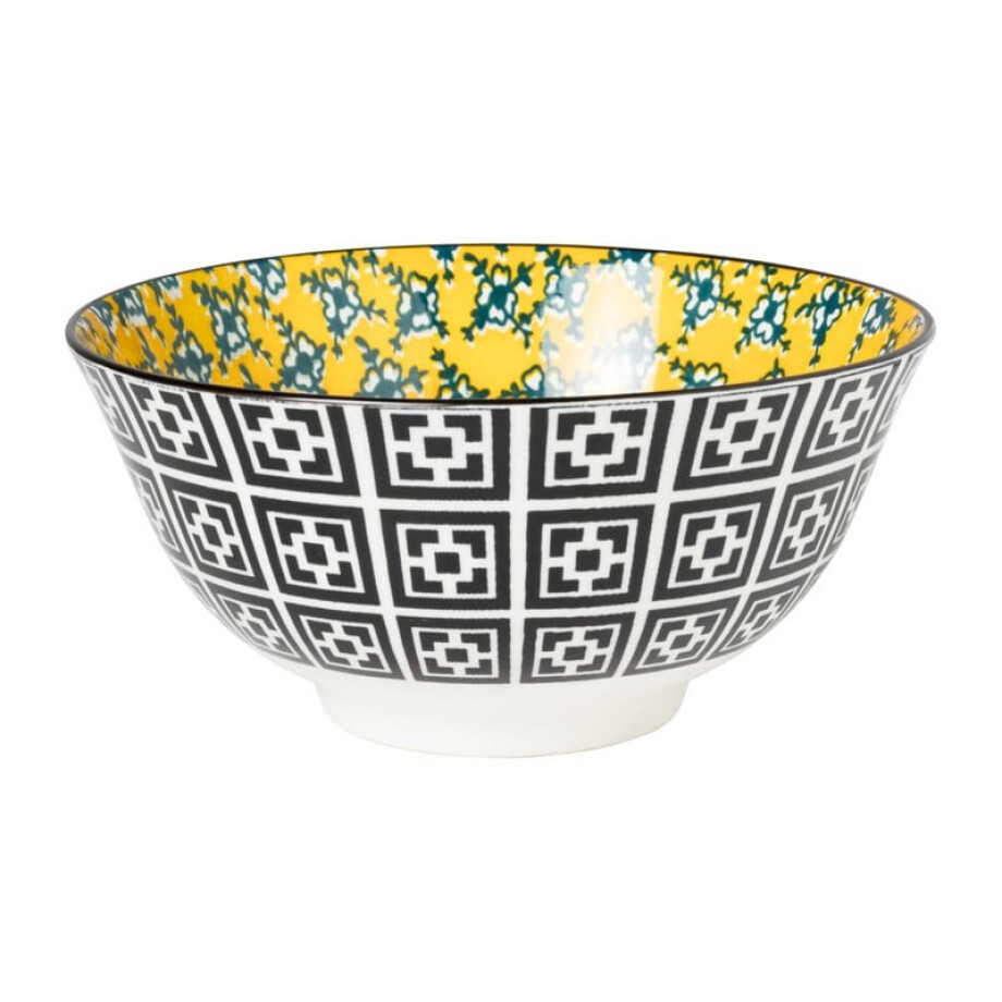 Schaaltje Leyla - geel/zwart - ø15.8x7.3 cm Schaaltje Leyla - geel/zwart - ø15.8x7.3 cm afbeelding