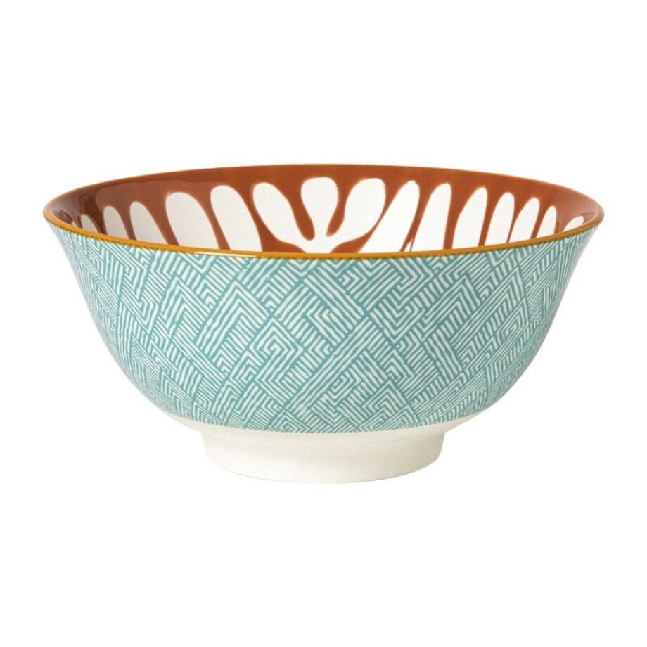 Schaaltje Nane groot - oranje/blauw - ø15.8x7.3 cm afbeelding 