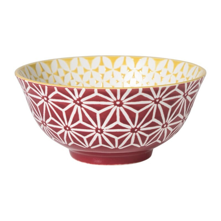 Schaaltje Aniek groot - bordeauxrood/geel - ø15.5x7 cm Schaaltje Aniek groot - bordeauxrood/geel - ø15.5x7 cm afbeelding