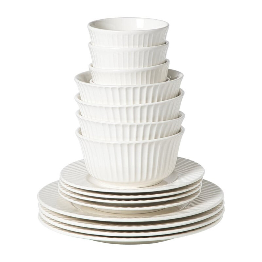 Serviesset streep - wit - 16-delig afbeelding 