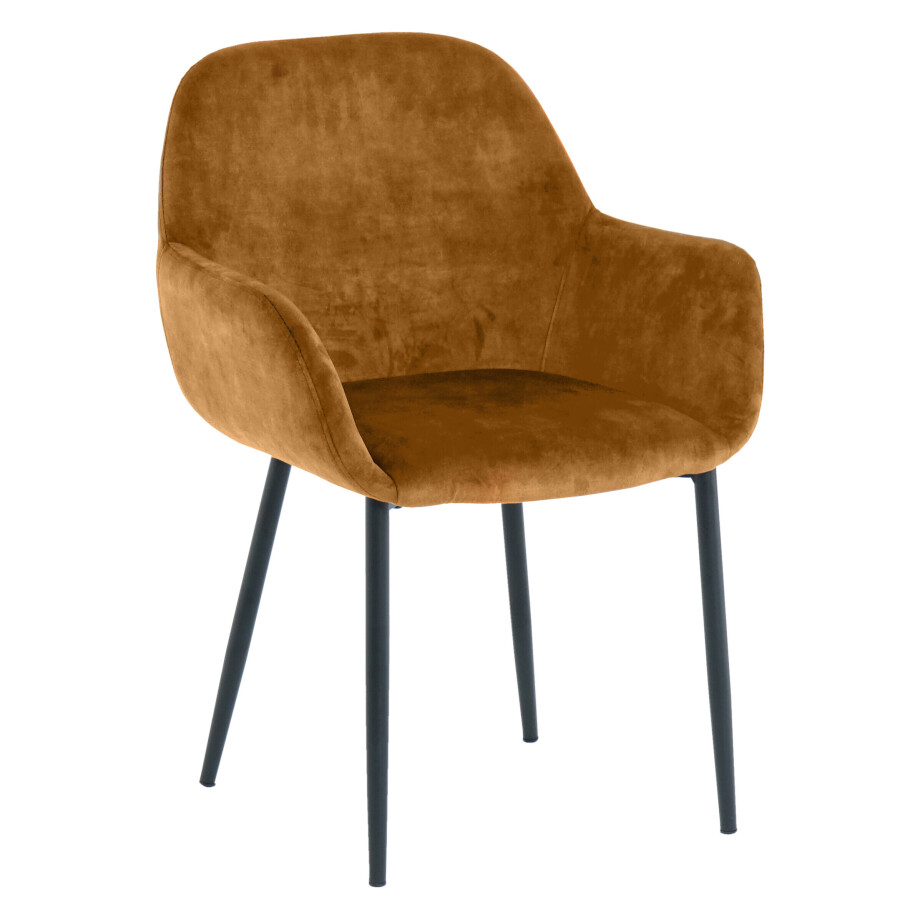 Artistiq Eetkamerstoel 'Linna' Velvet, kleur geel Artistiq Eetkamerstoel 'Linna' Velvet, kleur geel afbeelding 1