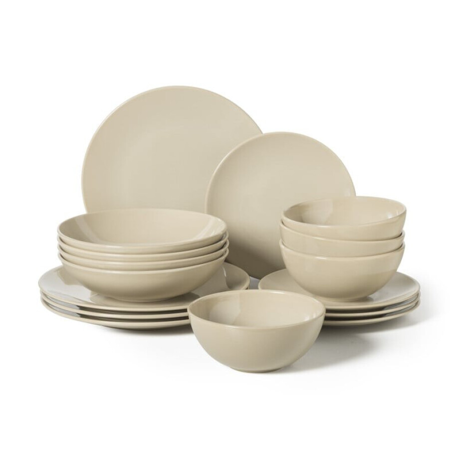 Serviesset - beige - 16-delig - 4-persoons Serviesset - beige - 16-delig - 4-persoons afbeelding