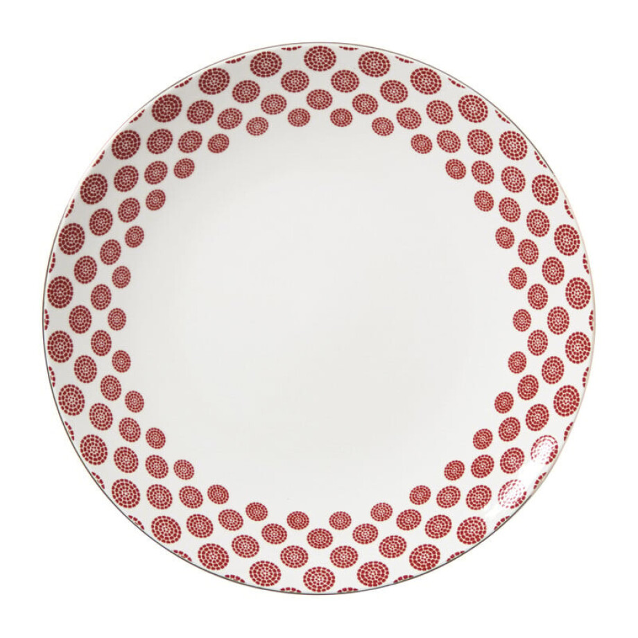 Dinerbord Mirna bloem - rood/wit - ø26.8x2.2 cm afbeelding 